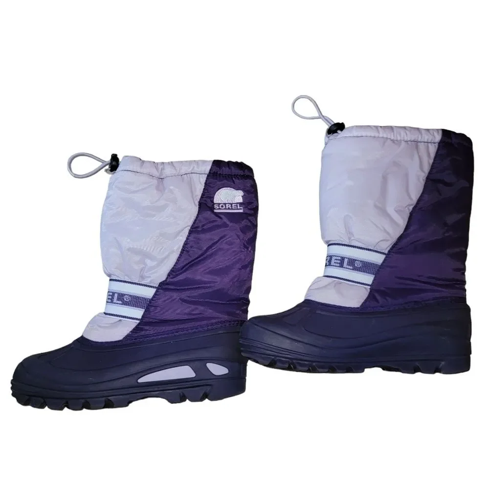 SOREL Cub Two Tone Purple Insulated Pull On Waterproof Rain Snow Boot size 4